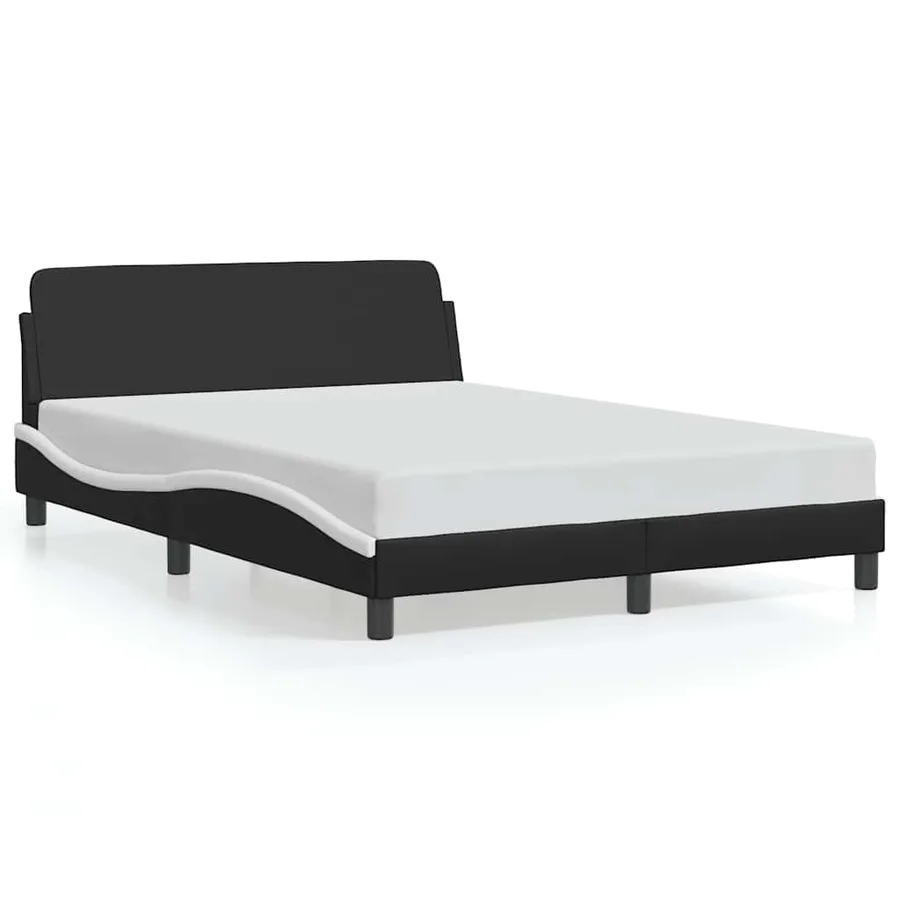 Cadre de lit Dover noir et blanc 140x190 cm similicuir - 2