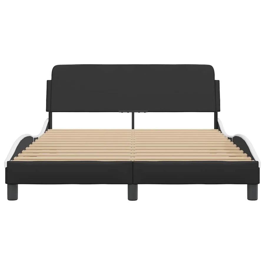 Cadre de lit Dover noir et blanc 140x190 cm similicuir - 4