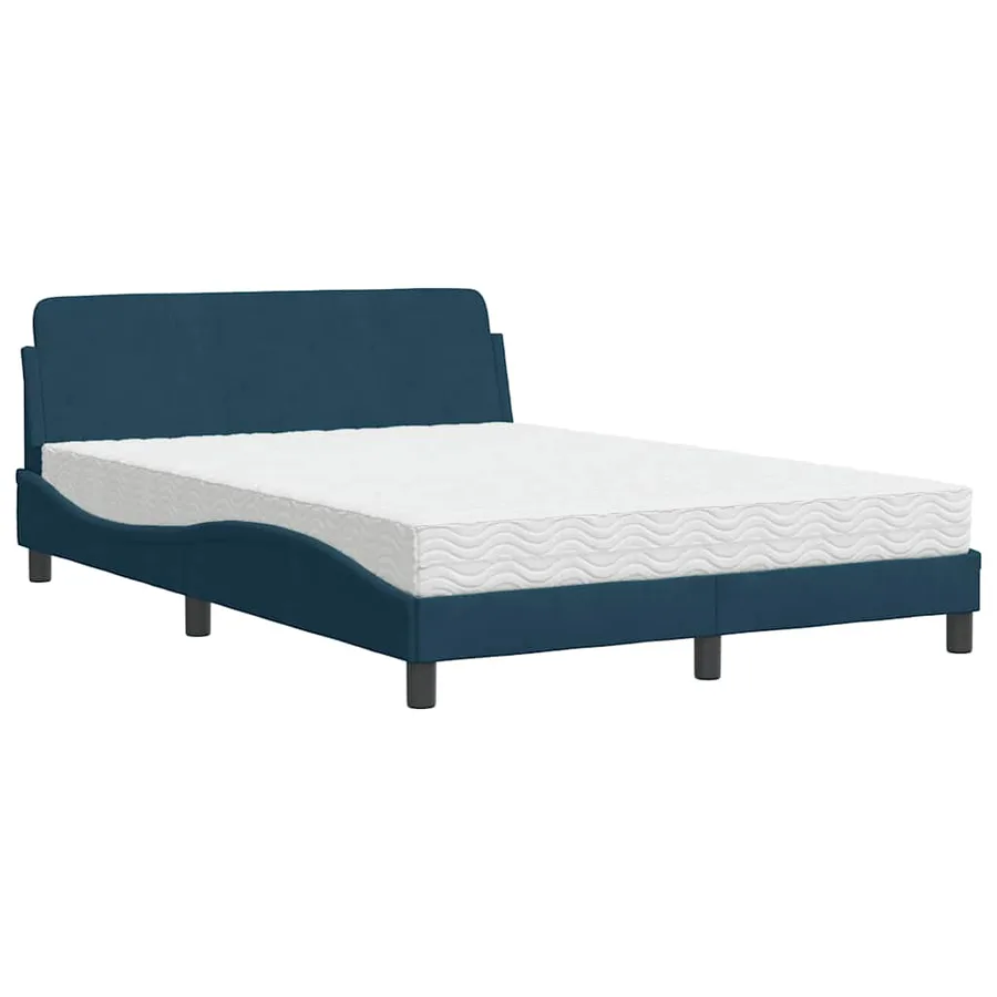 Lit avec matelas Dover bleu 140x190 cm velours - 3
