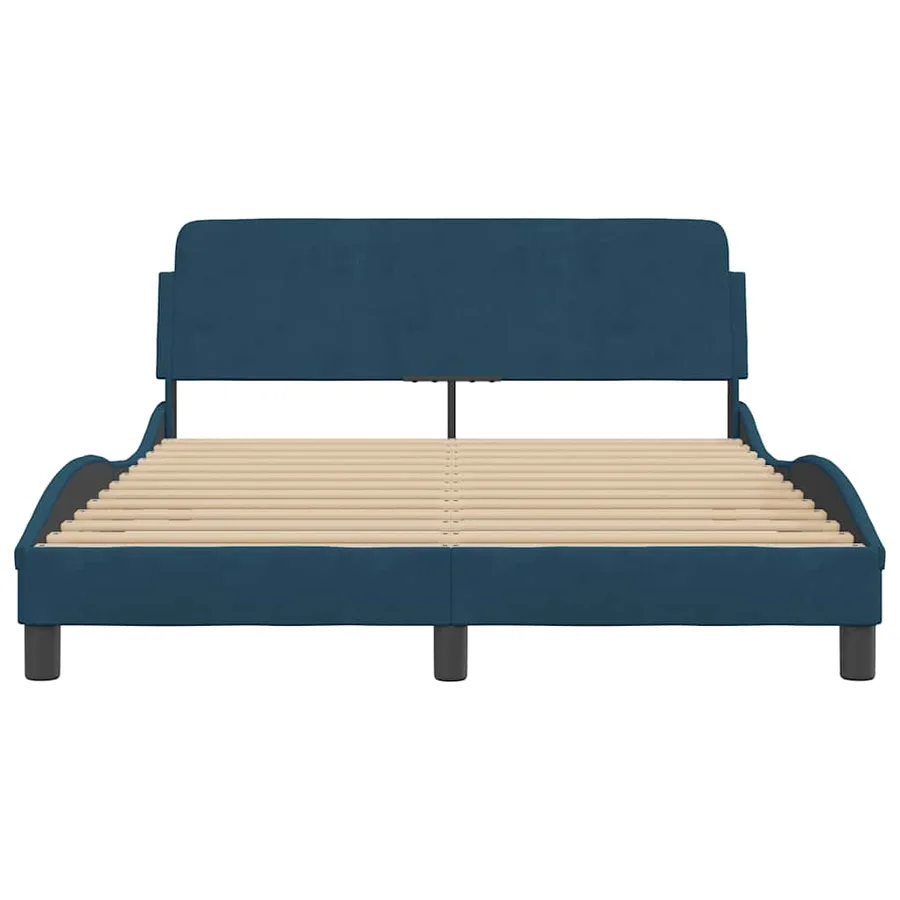 Cadre de lit avec tête de lit Dover bleu 140x190cm velours - 4