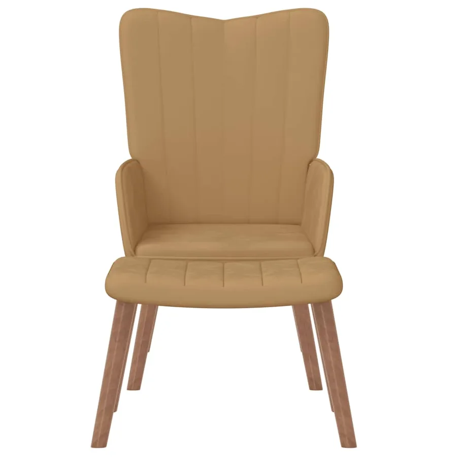 Chaise de relaxation avec repose-pied Marron Velours - 3