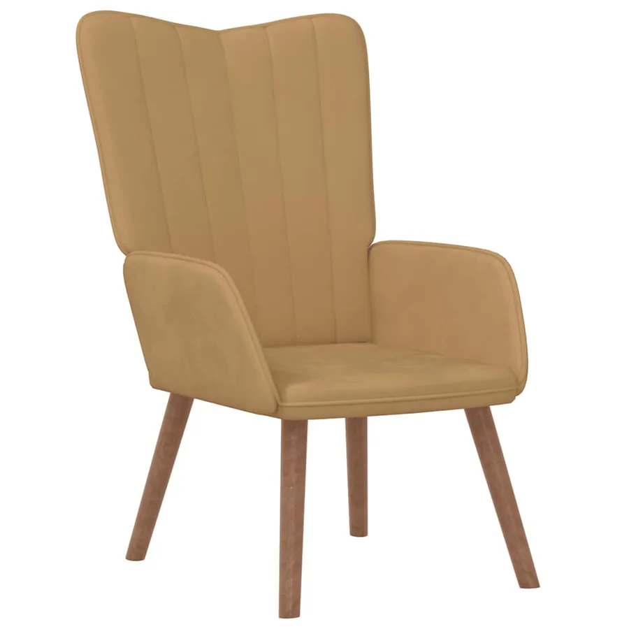 Chaise de relaxation avec repose-pied Marron Velours - 6