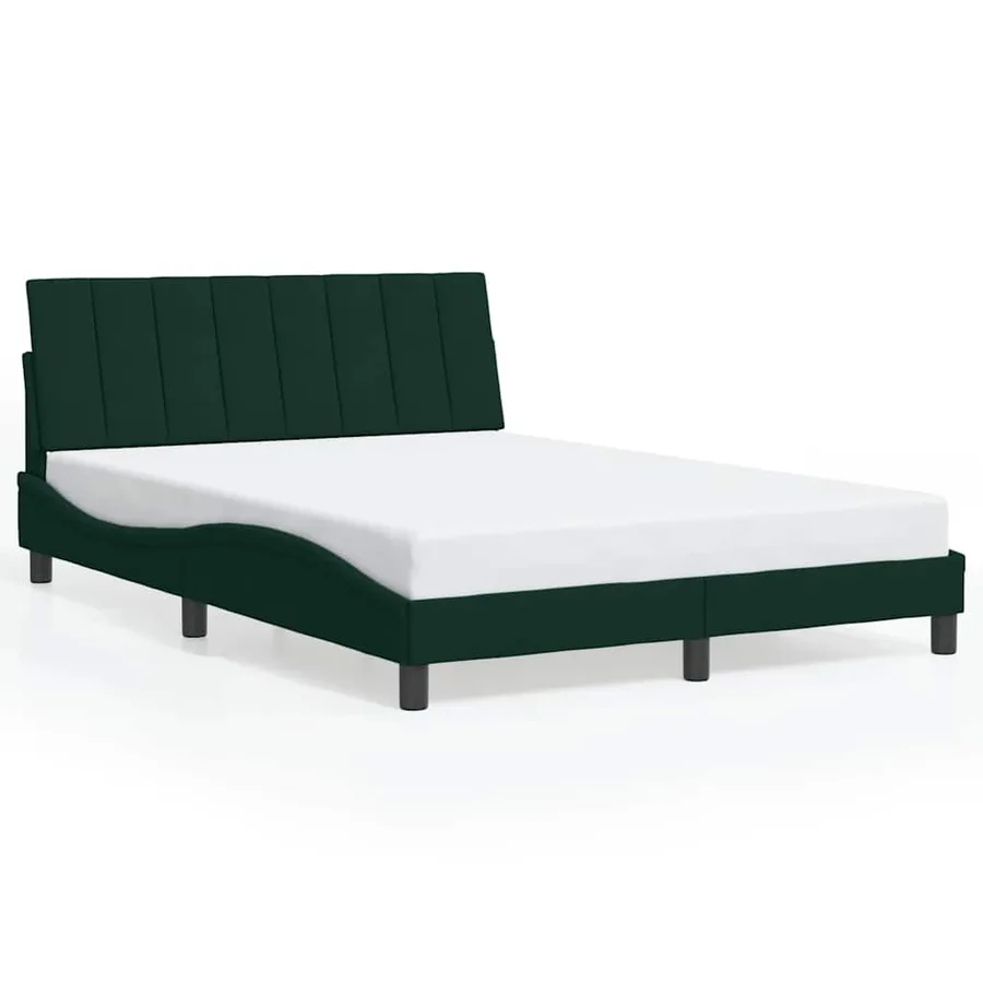 Cadre de lit sans matelas Hanko vert foncé 140x190 cm velours - 2