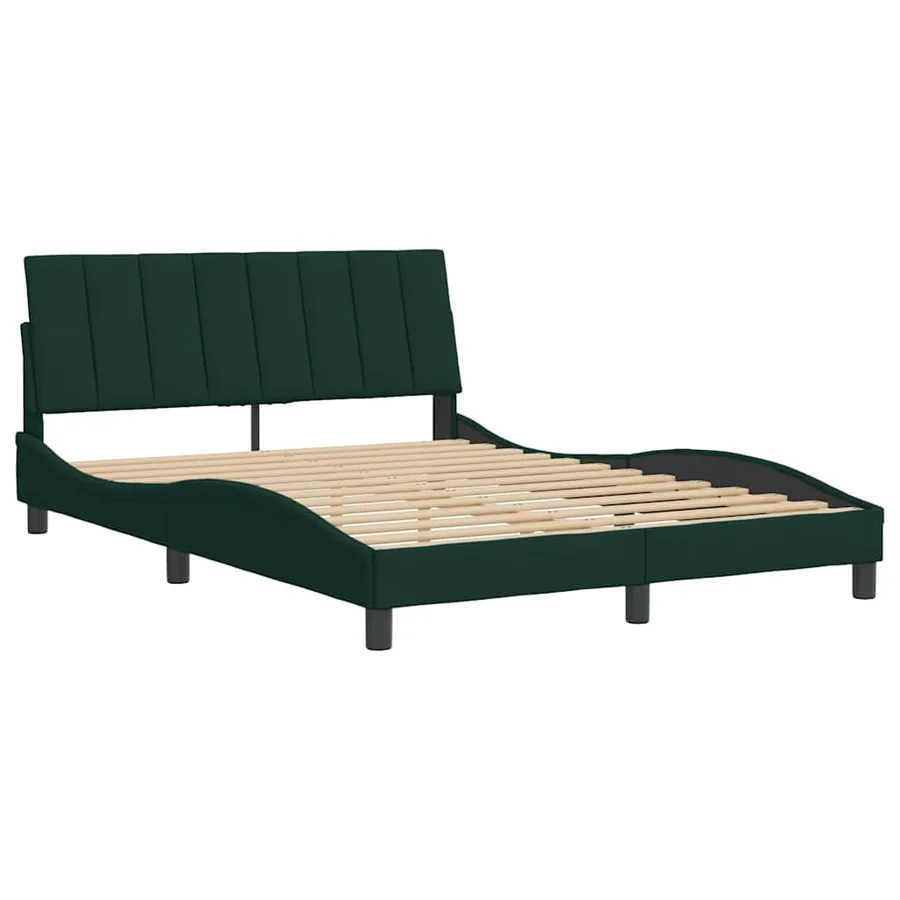 Cadre de lit sans matelas Hanko vert foncé 140x190 cm velours - 3