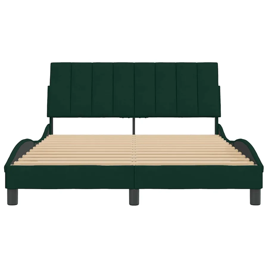 Cadre de lit sans matelas Hanko vert foncé 140x190 cm velours - 5