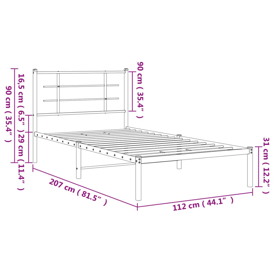 Cadre de lit métal sans matelas avec tête de lit noir 107x203cm - 10