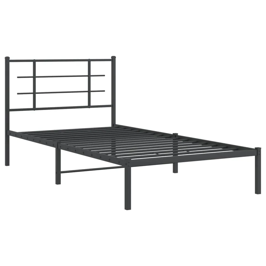 Cadre de lit métal sans matelas avec tête de lit noir 107x203cm - 3