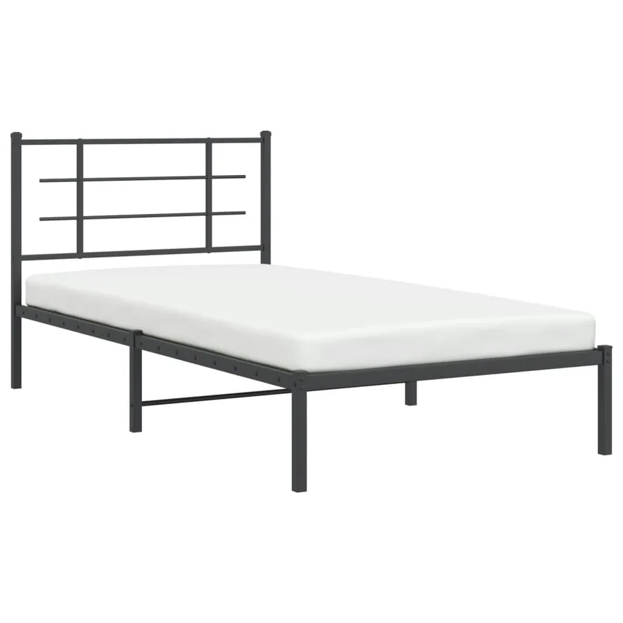 Cadre de lit métal sans matelas avec tête de lit noir 107x203cm - 4