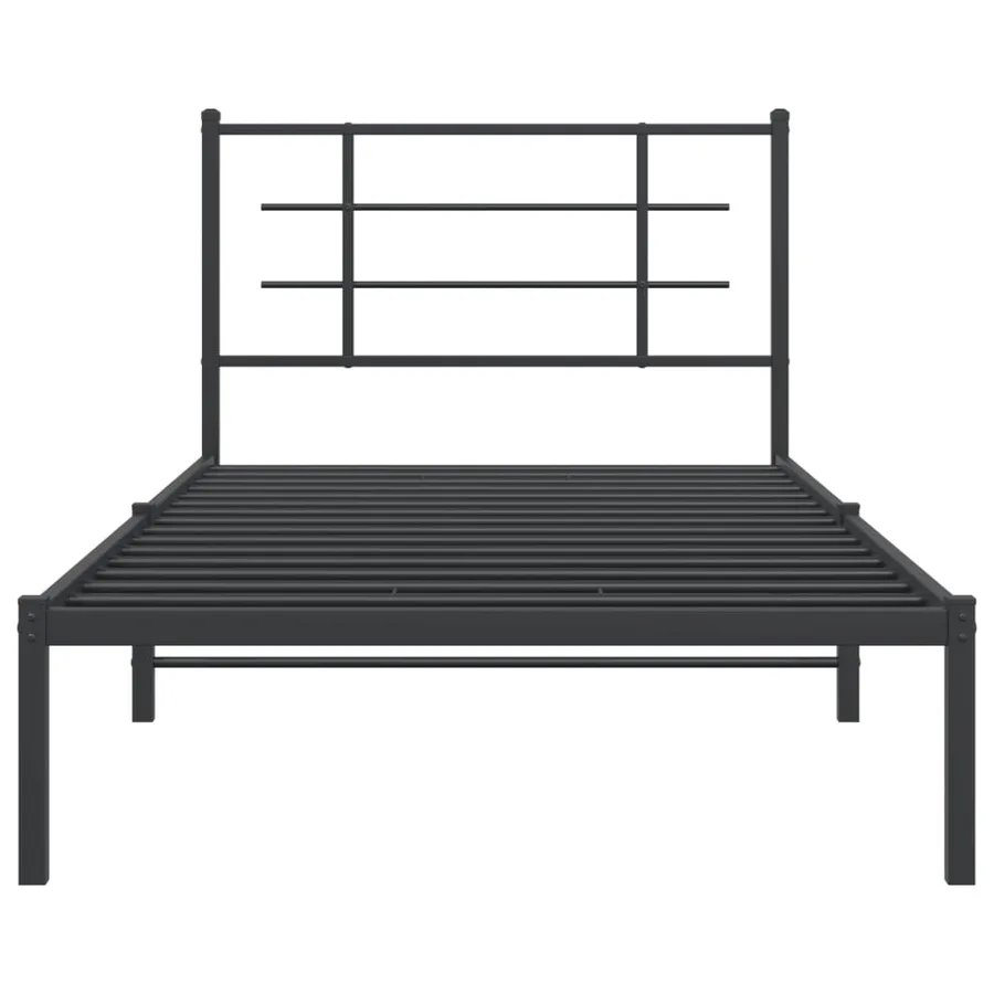 Cadre de lit métal sans matelas avec tête de lit noir 107x203cm - 5