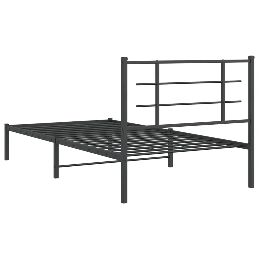 Cadre de lit métal sans matelas avec tête de lit noir 107x203cm - 7