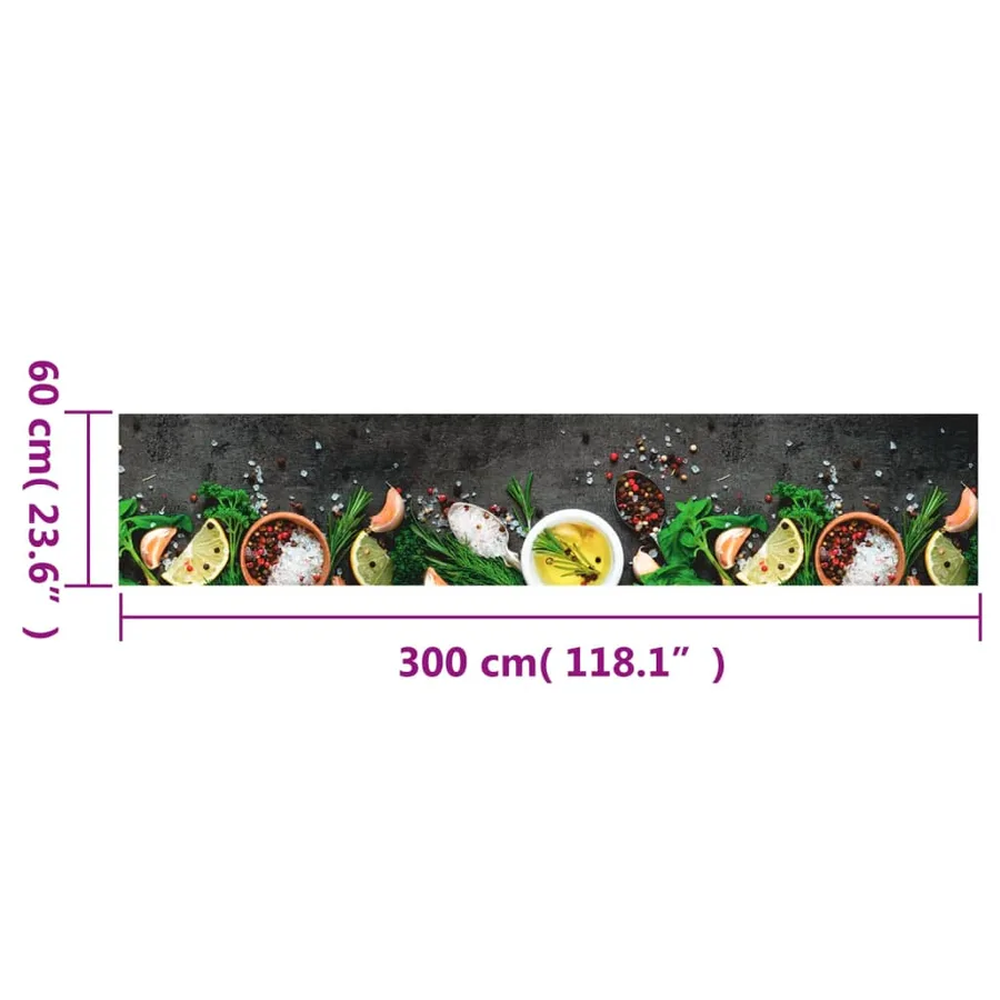 Tapis de cuisine lavable impression d'épices 60x300 cm velours - 5