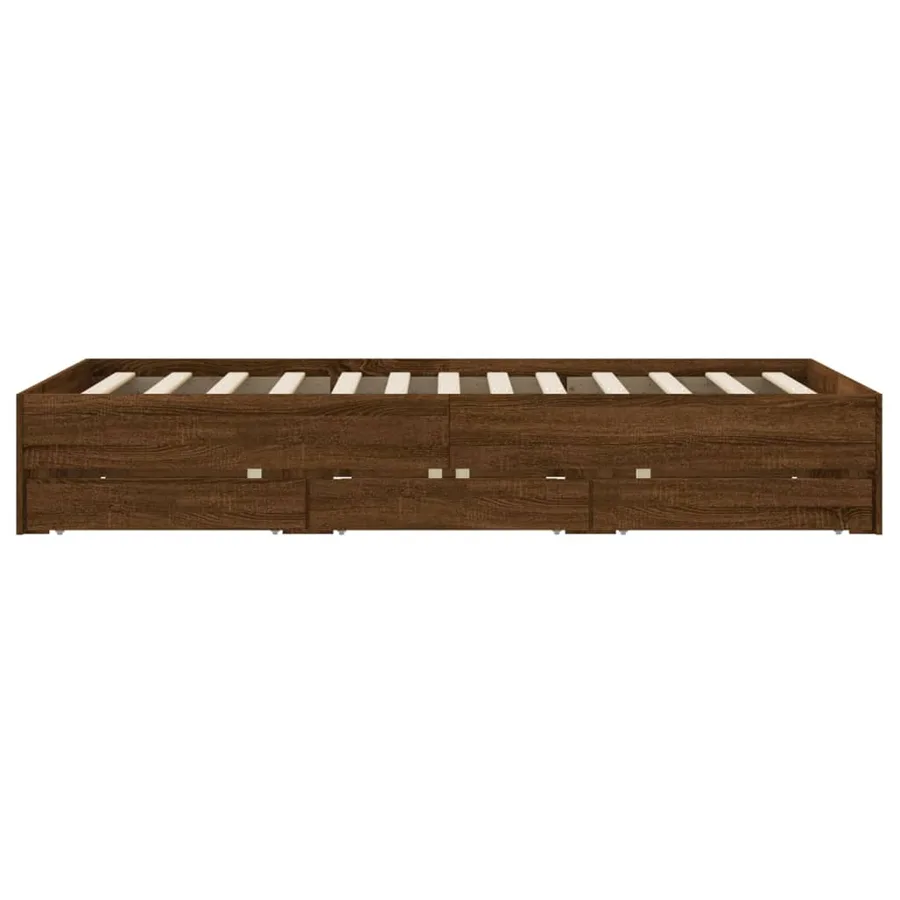 Cadre de lit avec tiroirs sans matelas chêne marron 135x190 cm - 7