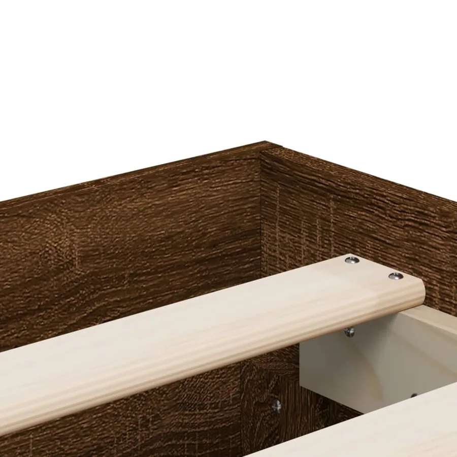 Cadre de lit avec tiroirs sans matelas chêne marron 135x190 cm - 9