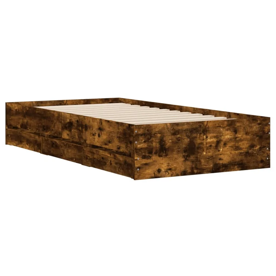 Cadre de lit avec tiroirs sans matelas chêne fumé 90x200 cm - 4