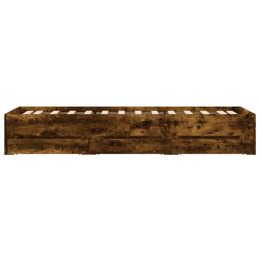 Cadre de lit avec tiroirs sans matelas chêne fumé 90x200 cm - 7