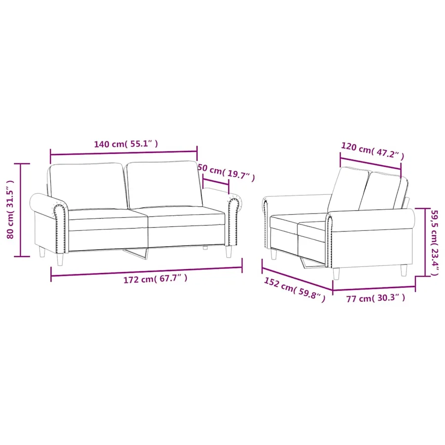 Ensemble de canapés 2 pcs avec coussins Vert foncé Velours - 7