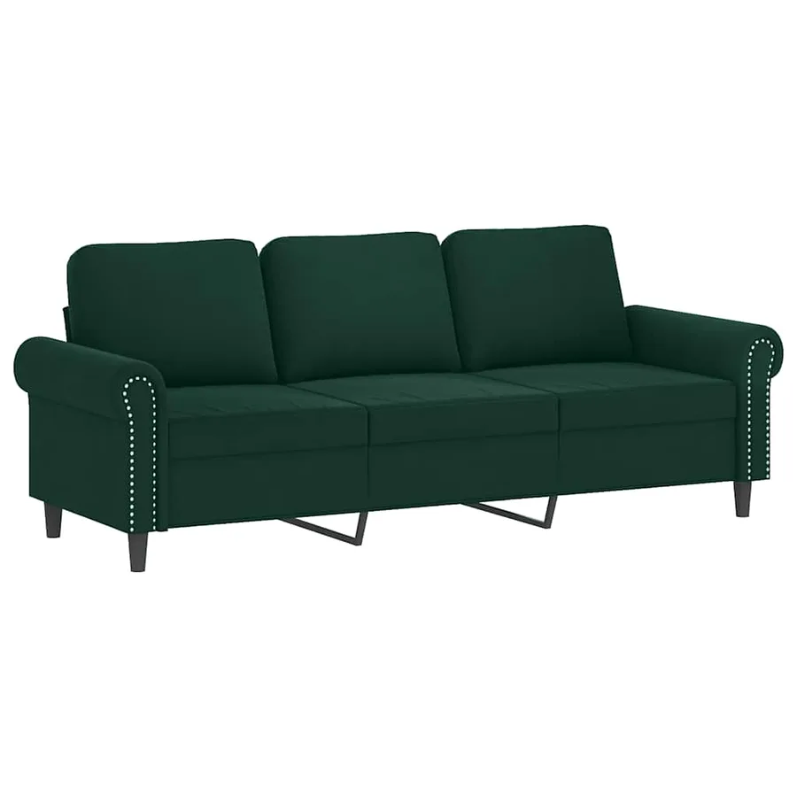Ensemble de canapés 2 pcs avec coussins Vert foncé Velours - 4