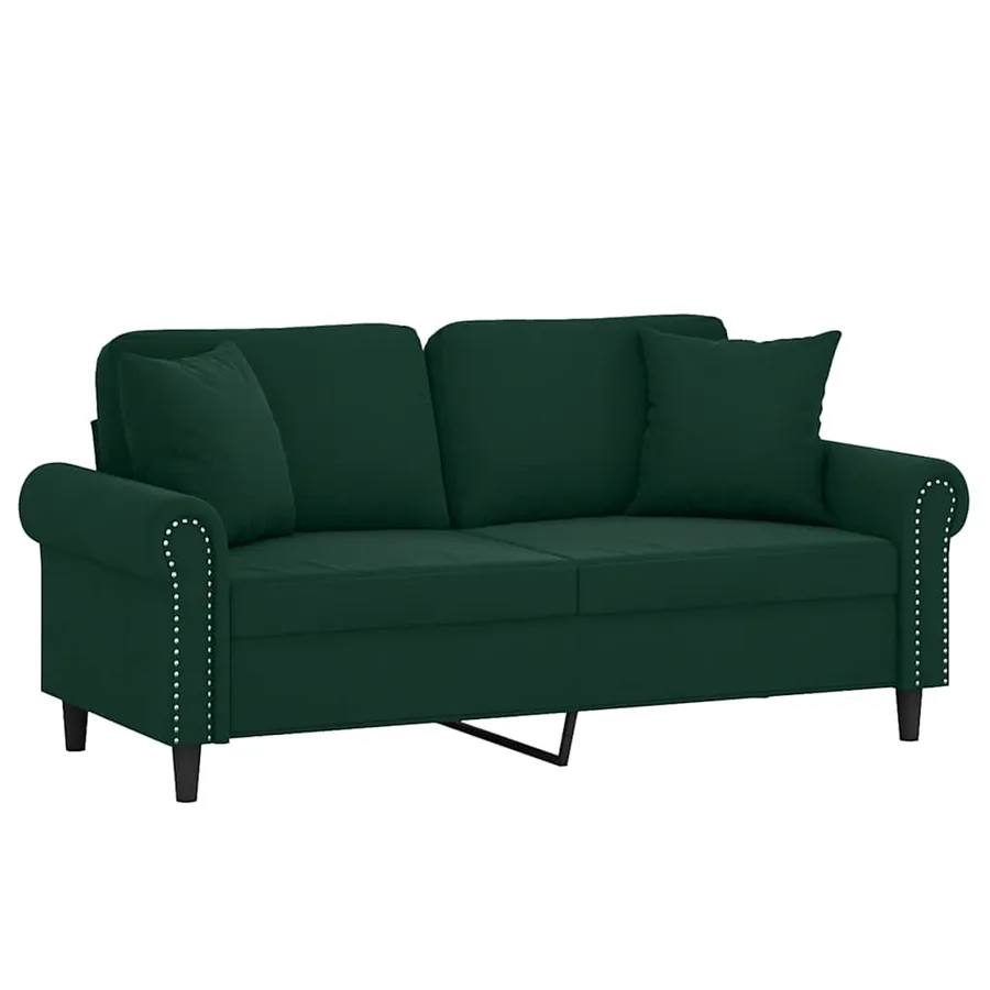 Canapé 2 places avec oreillers vert foncé 140 cm velours - 3