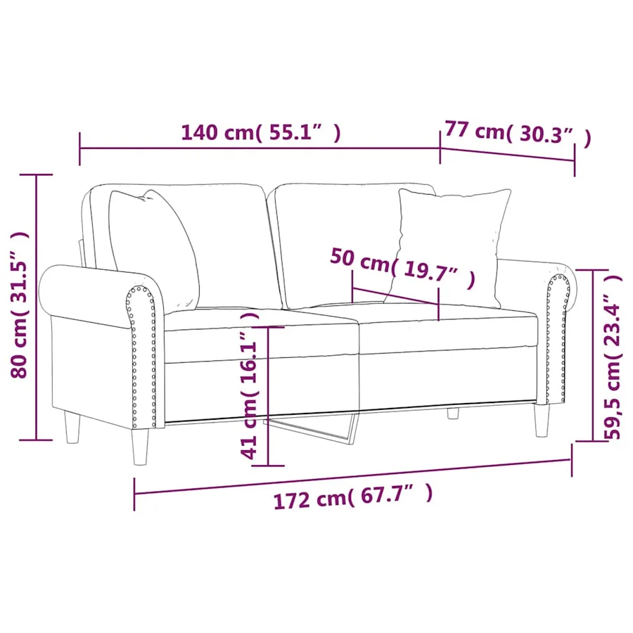 Canapé 2 places avec oreillers vert foncé 140 cm velours - 8