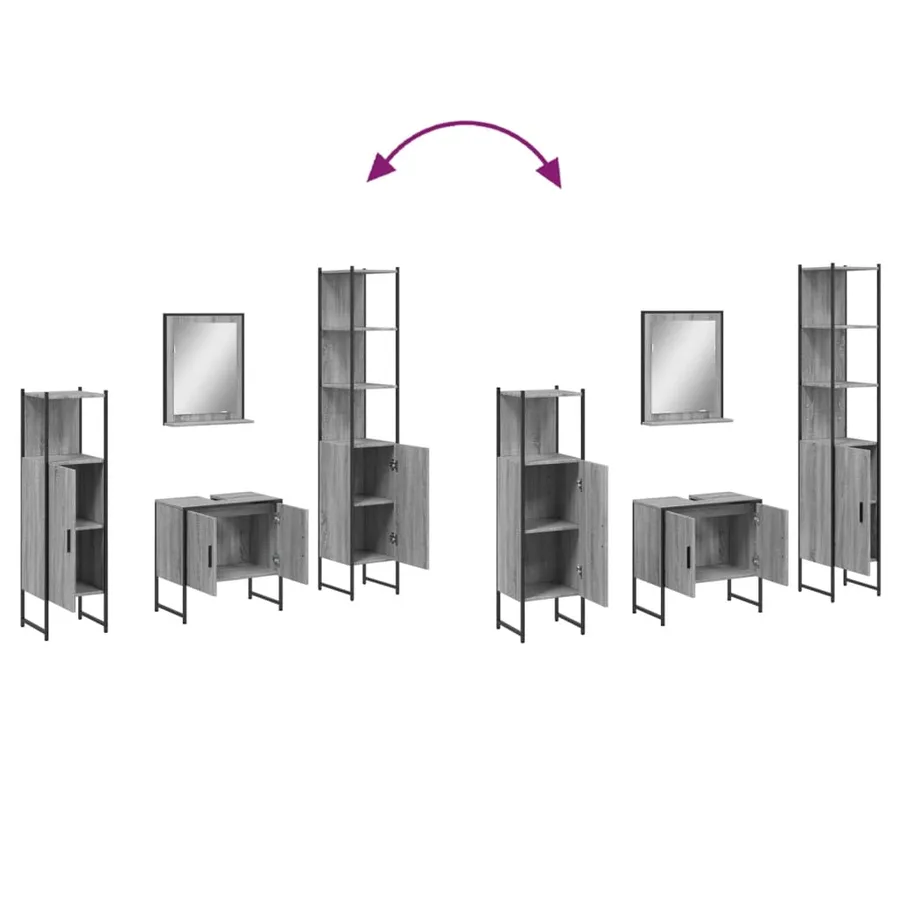 Ensemble d'armoires de salle de bain 4 pcs sonoma gris - 10