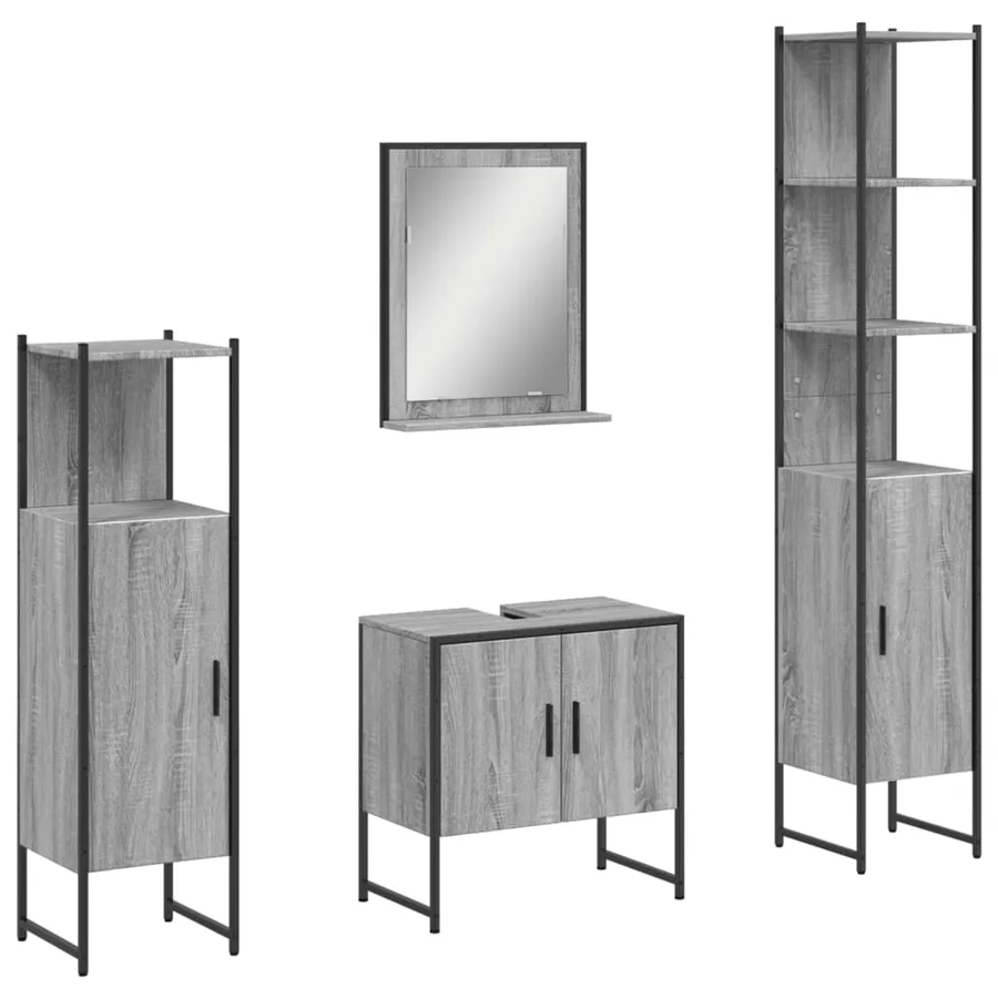 Ensemble d'armoires de salle de bain 4 pcs sonoma gris - 2