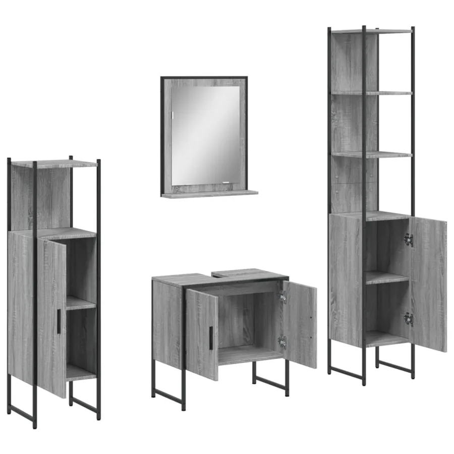 Ensemble d'armoires de salle de bain 4 pcs sonoma gris - 5
