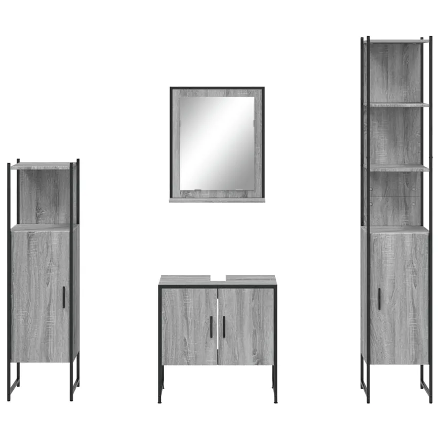 Ensemble d'armoires de salle de bain 4 pcs sonoma gris - 6