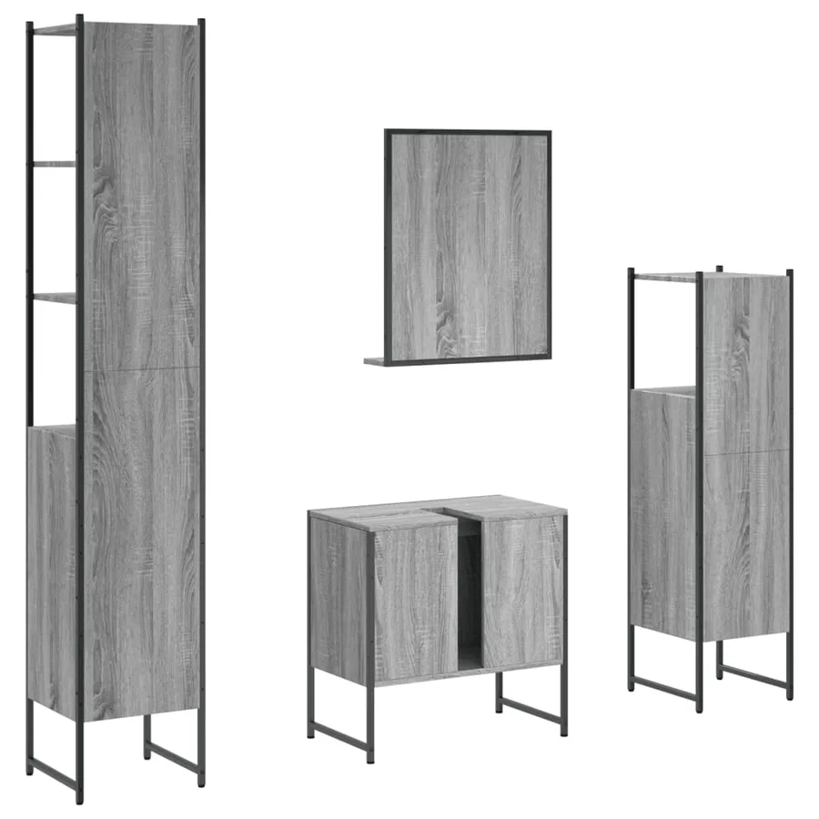 Ensemble d'armoires de salle de bain 4 pcs sonoma gris - 8
