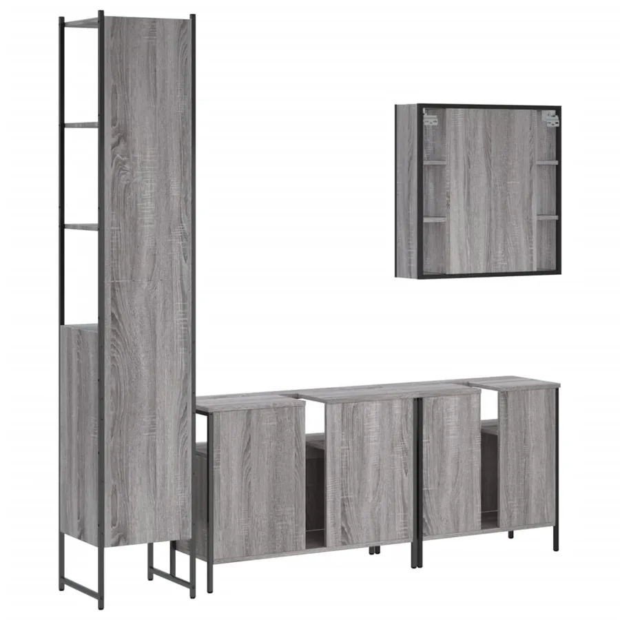Ensemble d'armoires de salle de bain 4 pcs sonoma gris - 8