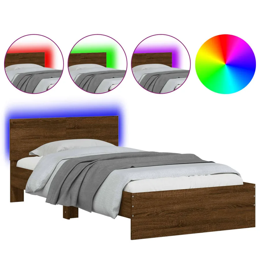 Cadre de lit sans matelas avec lumières LED 100x200 cm - 2