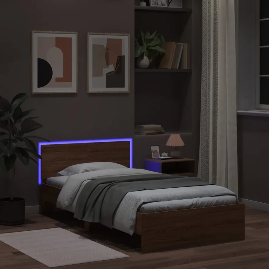 Cadre de lit sans matelas avec lumières LED 100x200 cm - 4