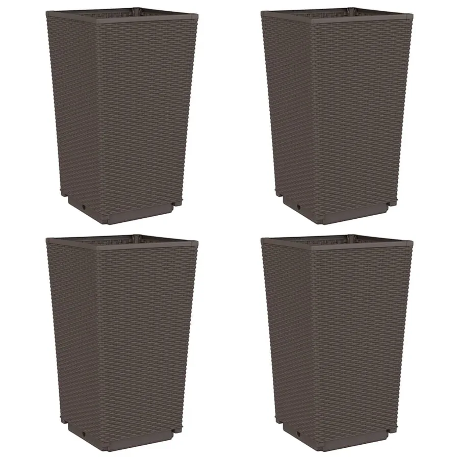 Jardinières 4 pcs marron 32,5x32,5x57 cm polypropylène - 2