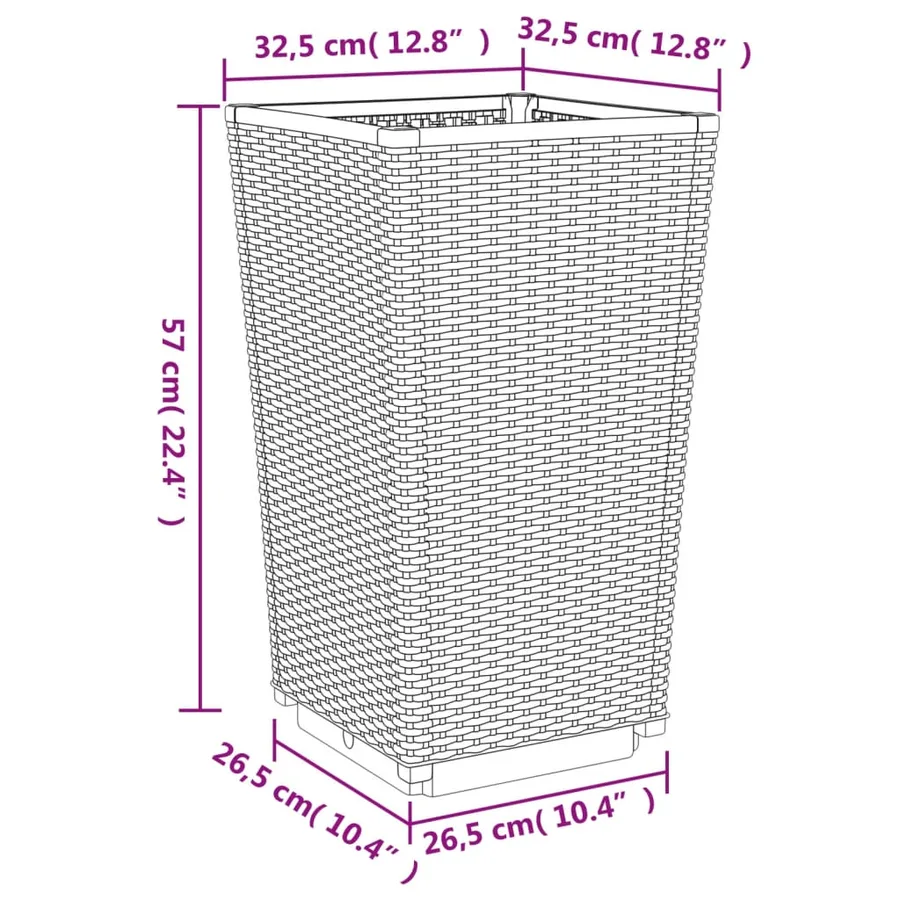 Jardinières 4 pcs marron 32,5x32,5x57 cm polypropylène - 9