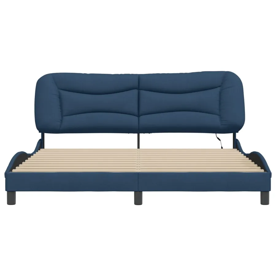 Cadre de lit avec LED sans matelas Hvar bleu 180x200 cm tissu - 6