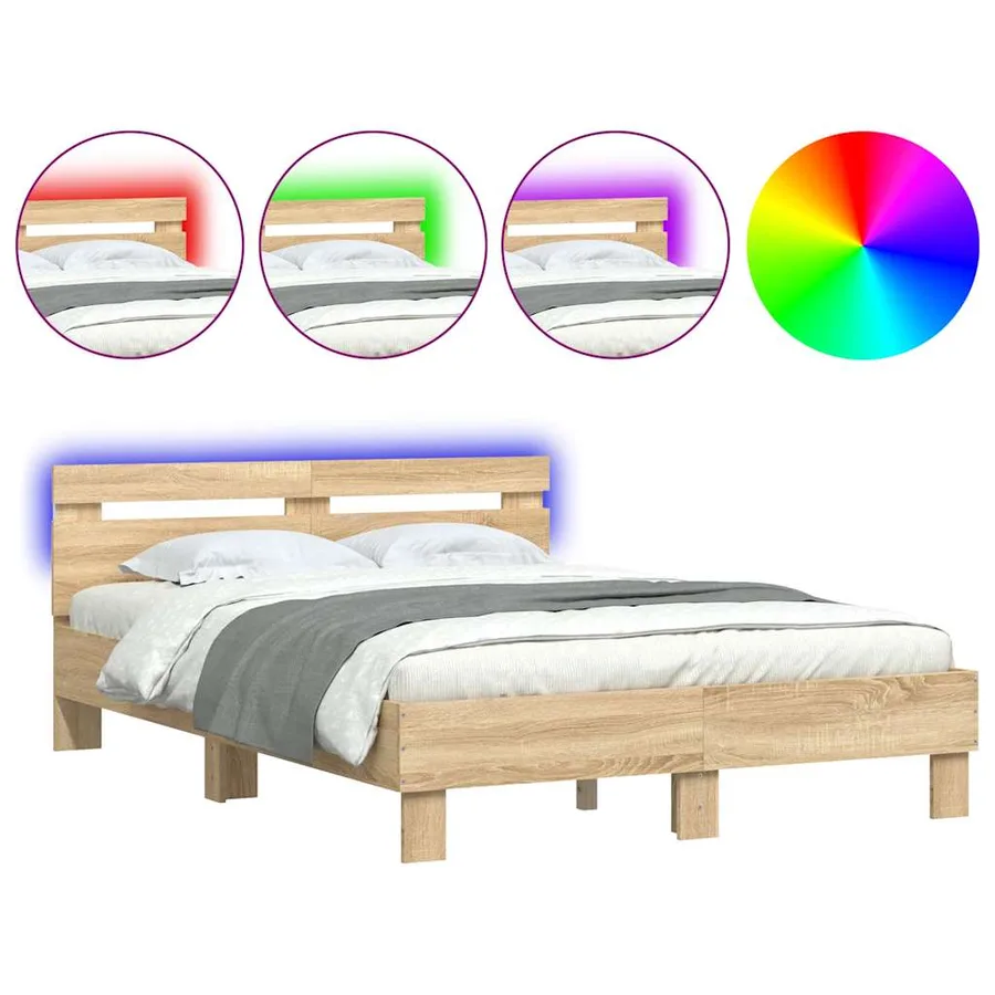 Cadre de lit avec LED sans matelas chêne sonoma 120x190 cm - 2
