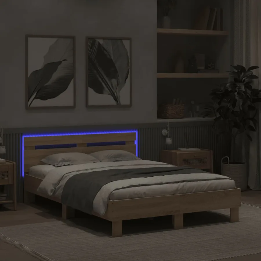 Cadre de lit avec LED sans matelas chêne sonoma 120x190 cm - 4