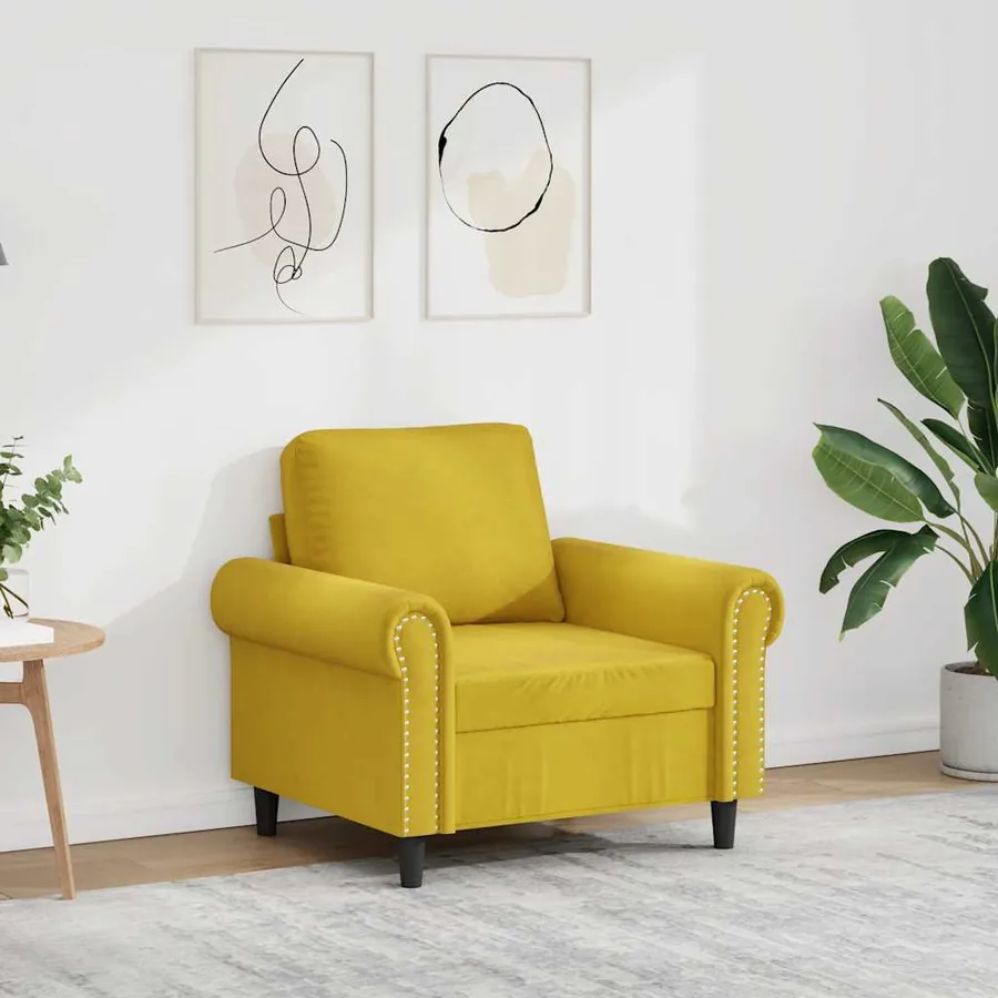 Fauteuil Jaune 60 cm Velours