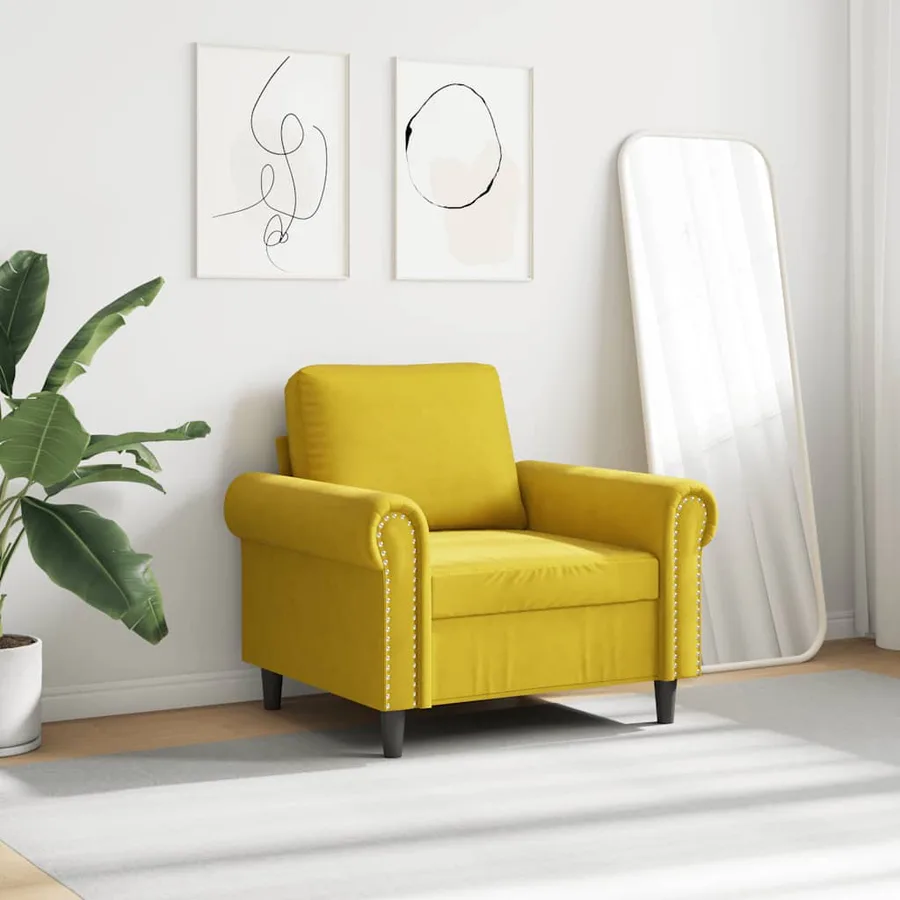 Fauteuil Jaune 60 cm Velours - 3