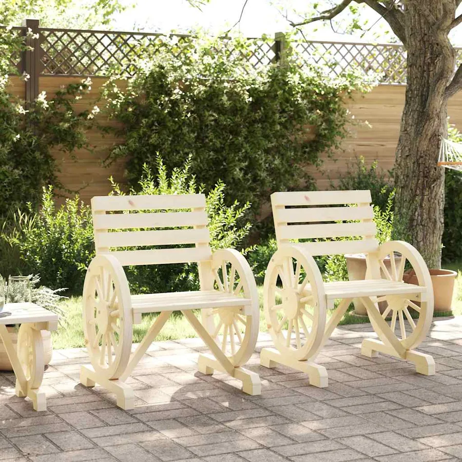 Chaises de jardin lot de 2 58x58x78,5 cm bois de sapin massif - 3