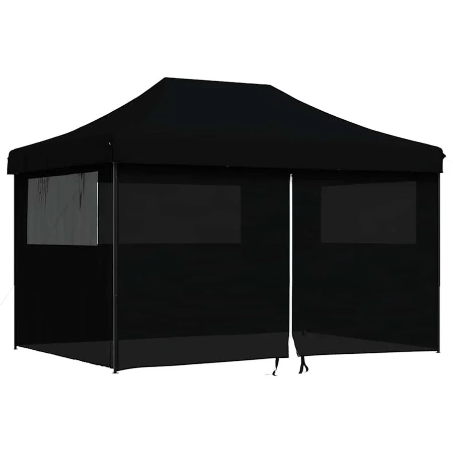 Tente de réception pliable escamotable 4 parois latérales noir - 2