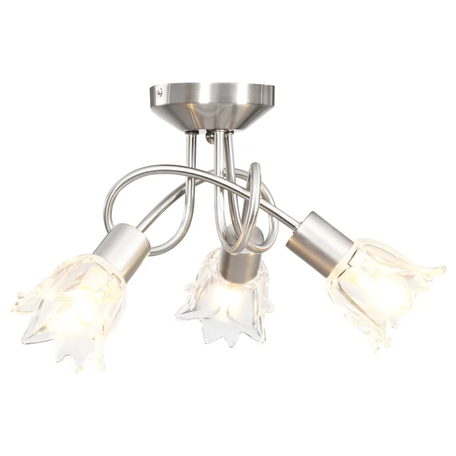 Plafonnier et abat-jour verre transparent 3 ampoules E14 Tulipe - 3