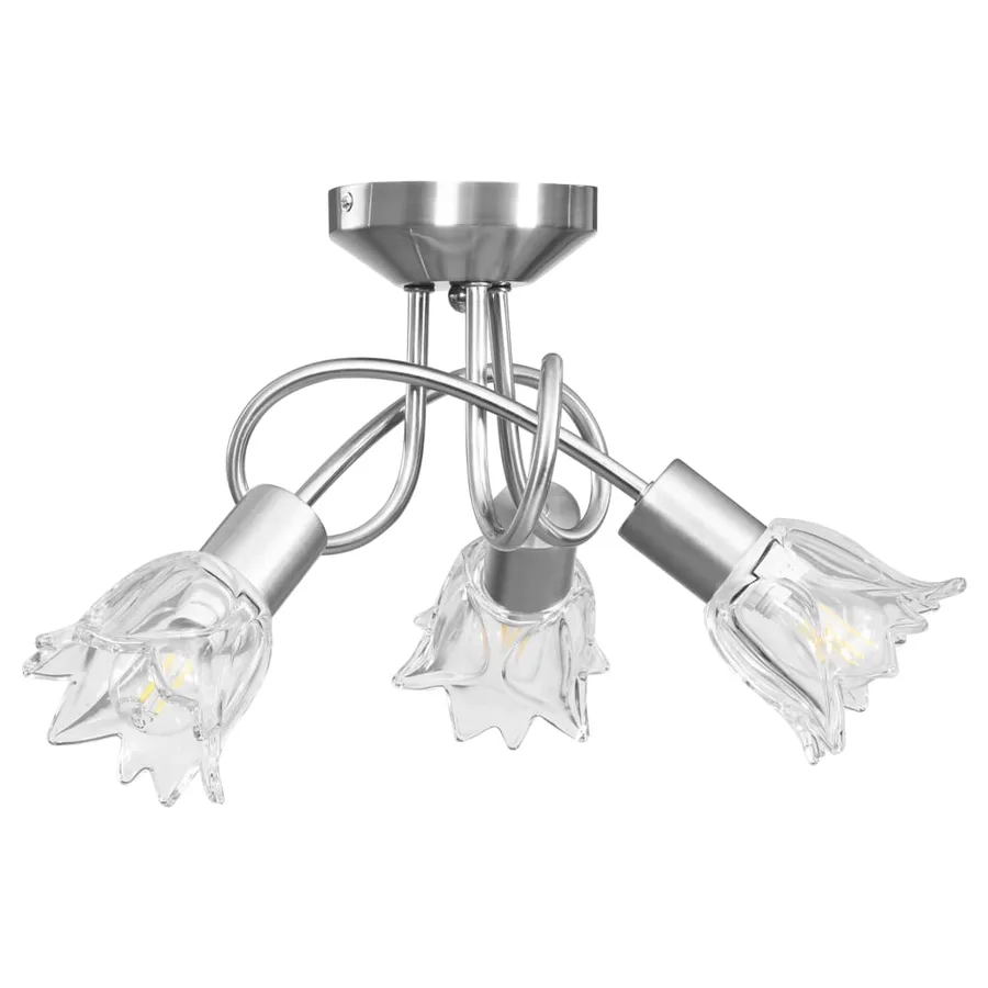 Plafonnier et abat-jour verre transparent 3 ampoules E14 Tulipe - 4