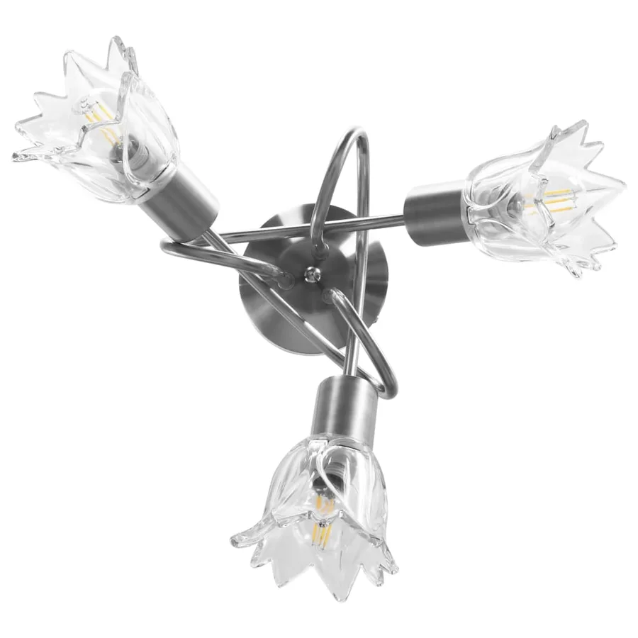 Plafonnier et abat-jour verre transparent 3 ampoules E14 Tulipe - 5