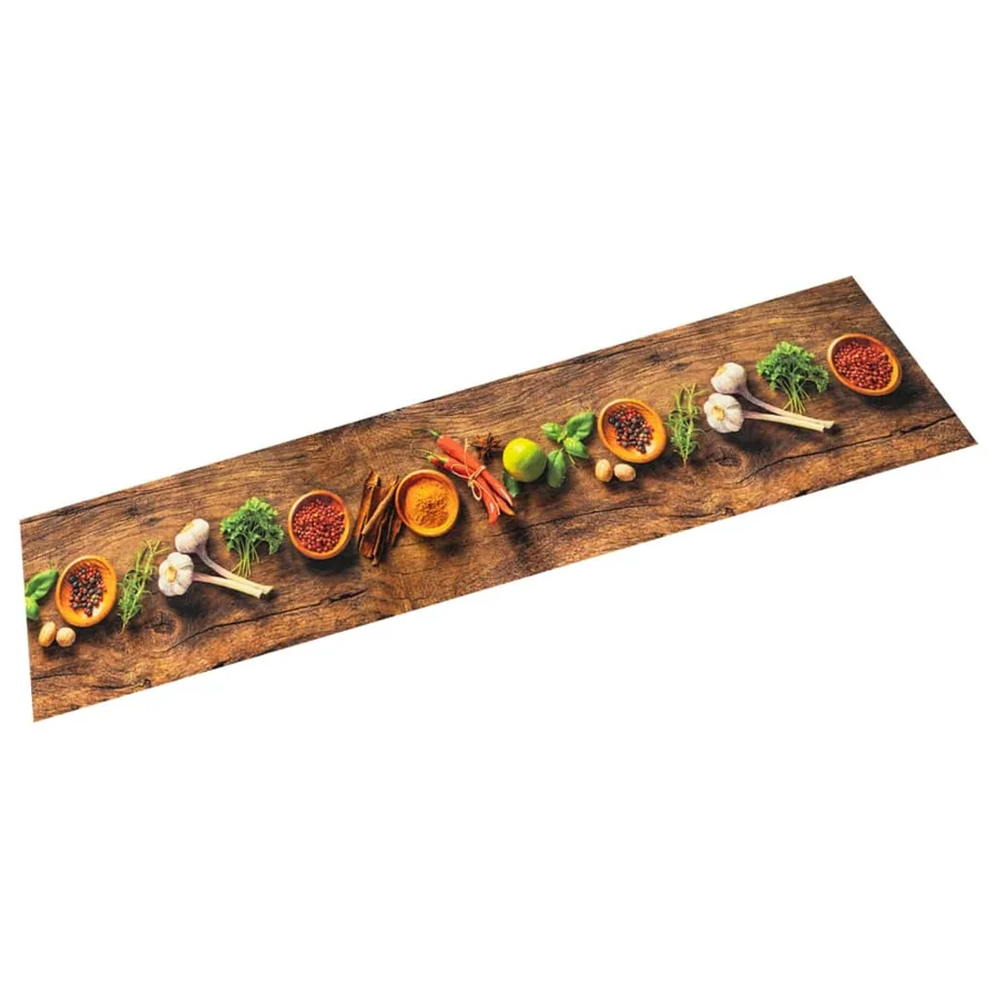 Tapis de cuisine lavable impression d'épices 60x180 cm velours