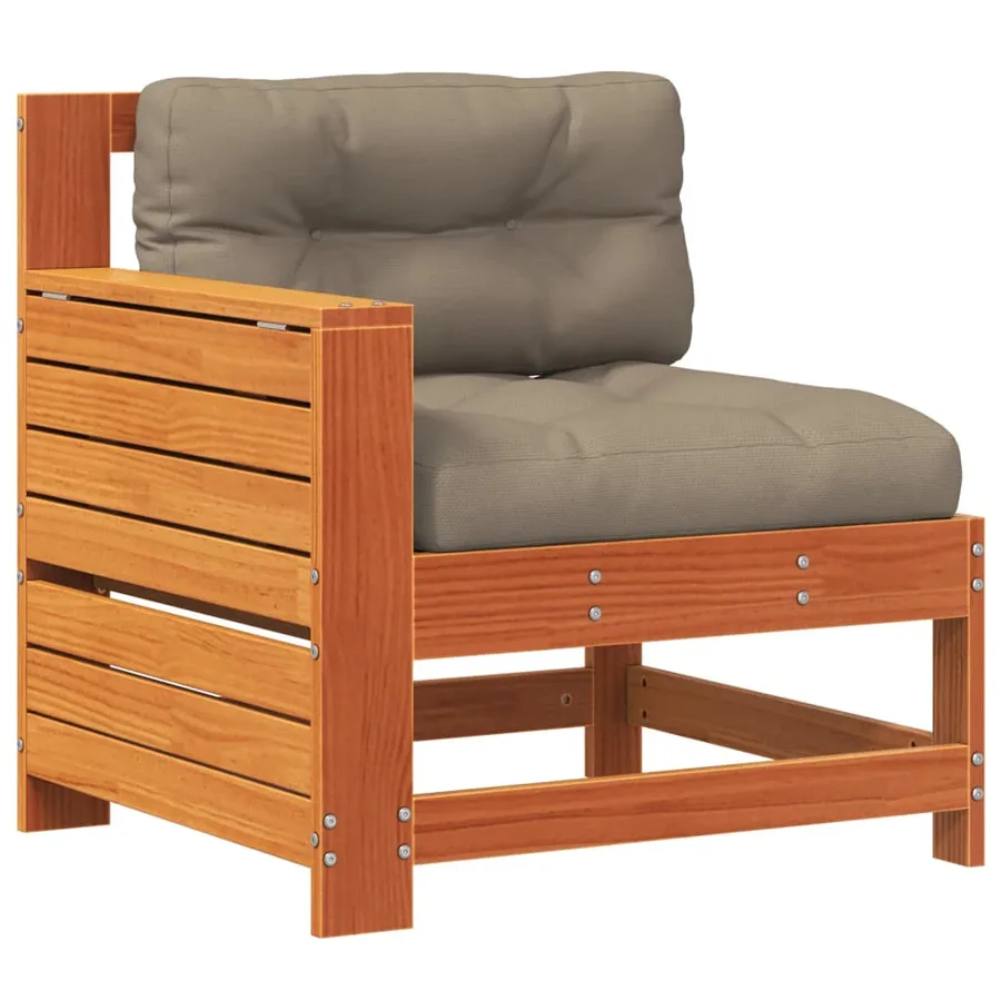 Canapé de jardin accoudoir coussins cire marron bois pin massif - 2