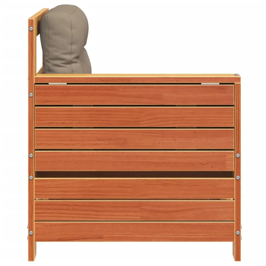 Canapé de jardin accoudoir coussins cire marron bois pin massif - 5