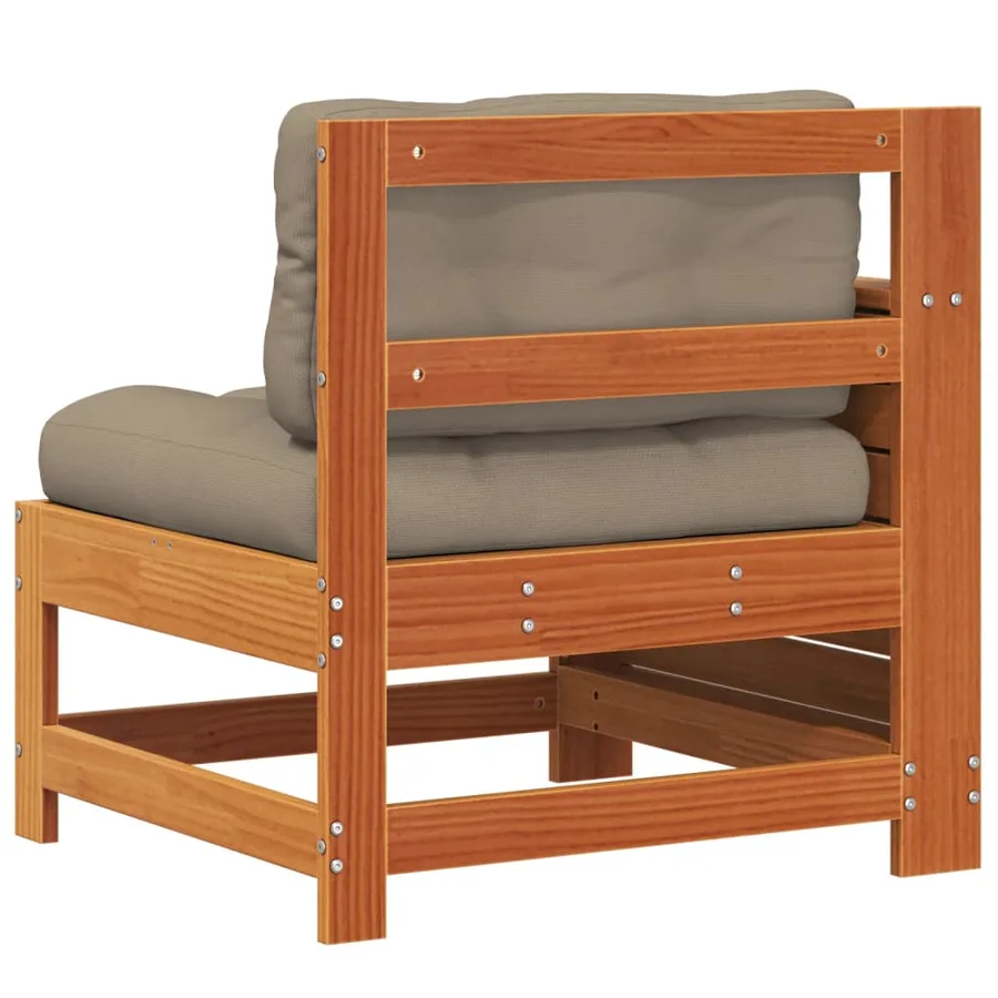 Canapé de jardin accoudoir coussins cire marron bois pin massif - 6