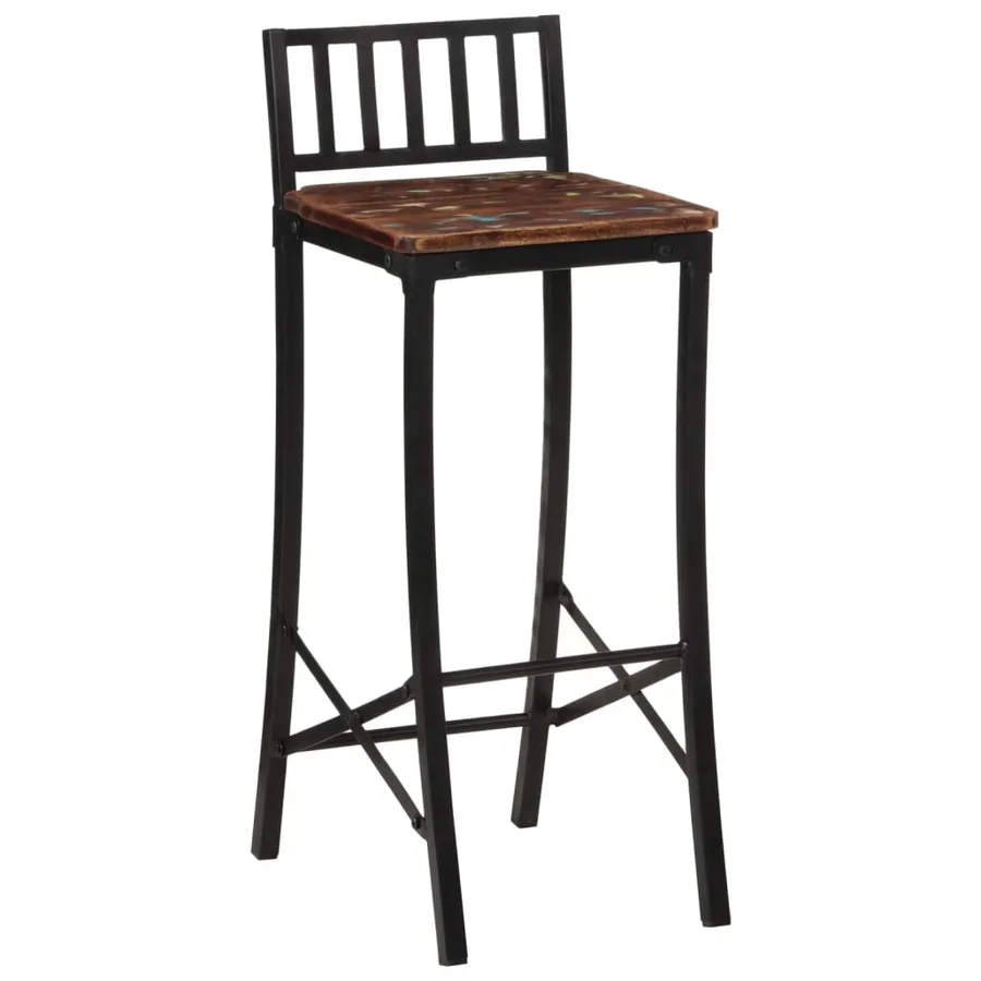 Chaises de bar lot de 4 bois de récupération massif - 2