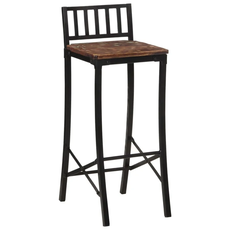 Chaises de bar lot de 4 bois de récupération massif - 3