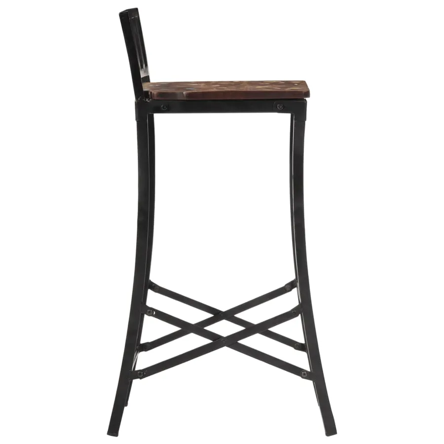 Chaises de bar lot de 4 bois de récupération massif - 6